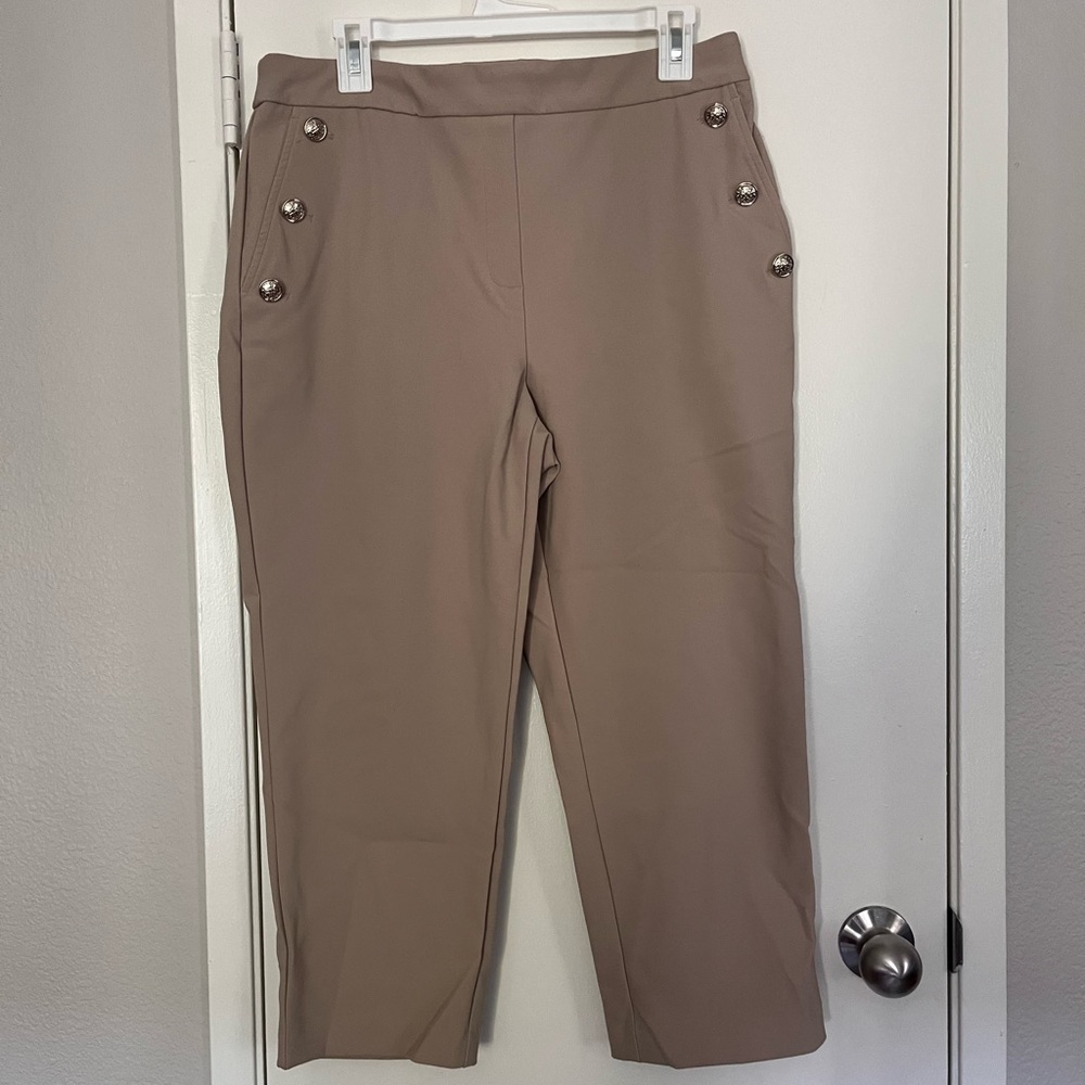 Rachel Zoe Tan Cropped Pants with Button Detail